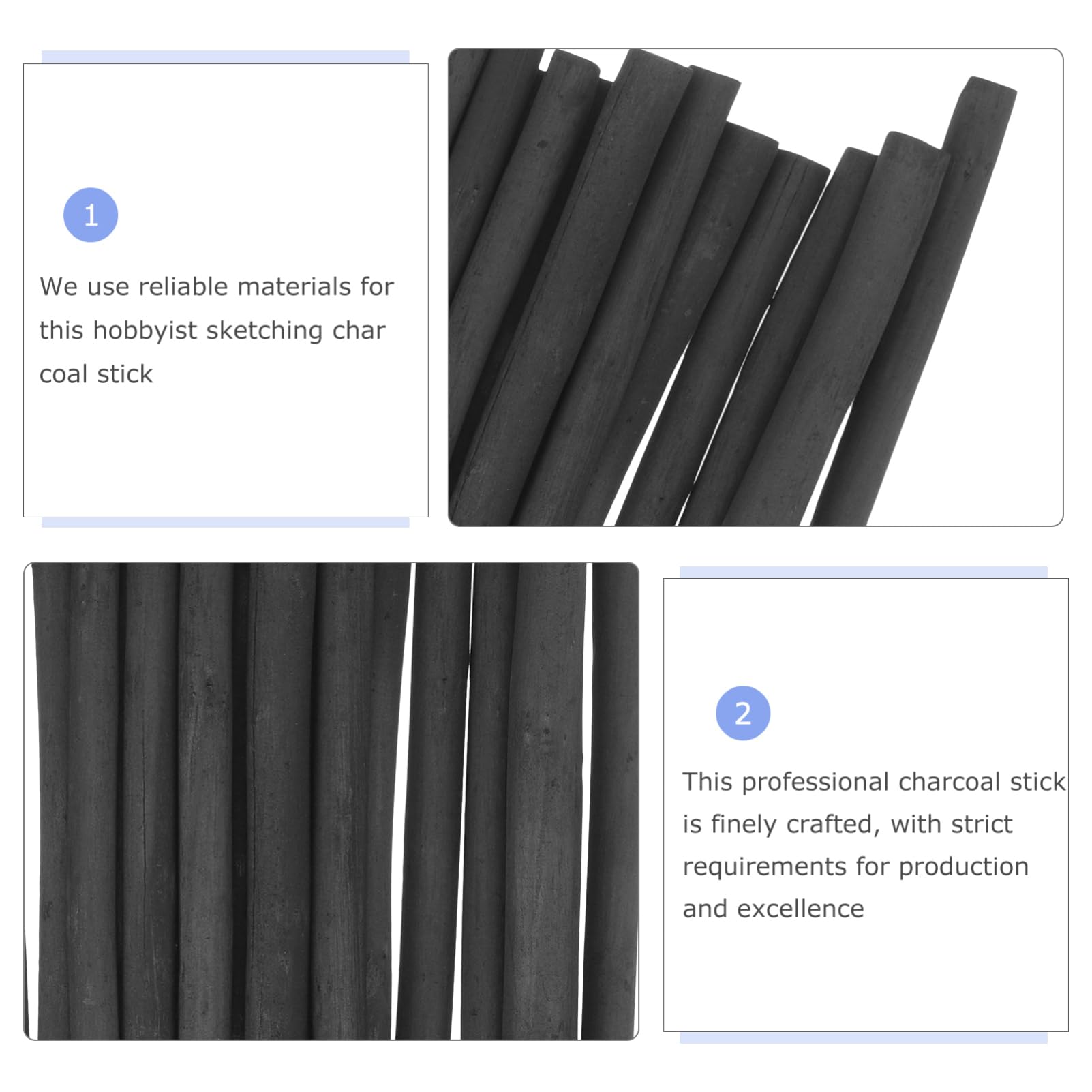 NUOBESTY 60piezas Lápices De Comprimido Para Artistas Palos De Dibujo Willow Para Sombreado y Esbozo Para Artistas y Aficionados