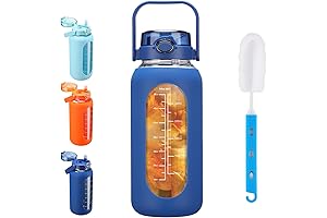 SieroZur 64oz Glass Water Bottle with Time Marker: Ultimate Hydration Companion