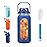 SIEROZUR 52oz Glass Water Bottle with Straw and Handle Lid Half Gallon Motivational Glass Bottle with Silicone Sleeve and Time Marker Large Reusable Sports Water Jug for Gym Home Workout