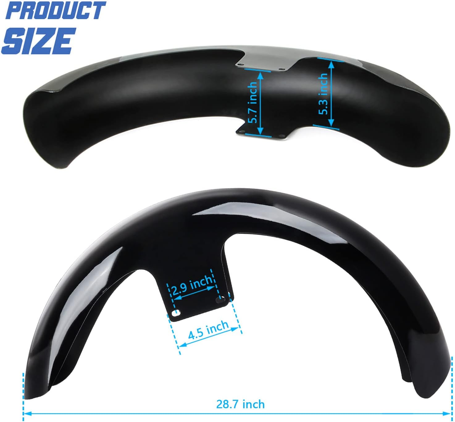 Motorcycle Front Fender 21 inch Wheels Wrap Front Fender Fit for Harley Touring Road King Electra Glide Street Glide (Gloss Black)