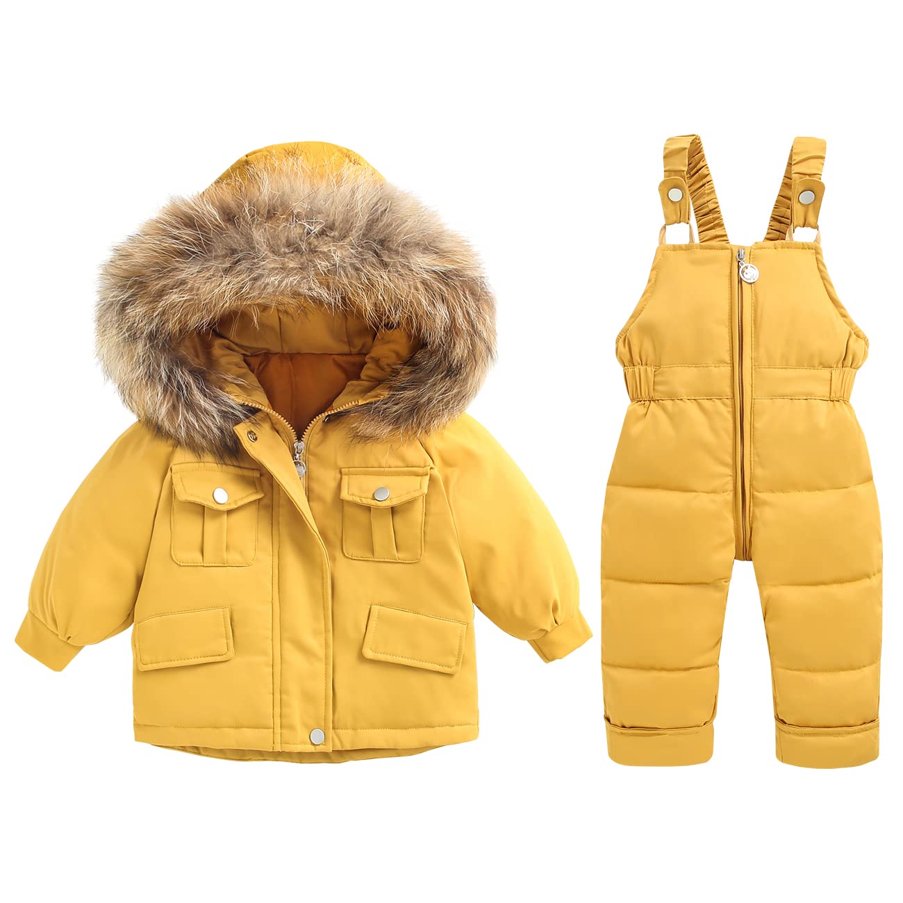 Mokitoni Toddler Boys Snowsuit Girls Snow Pant And Jacket bib Winter Kids Clothes Coat