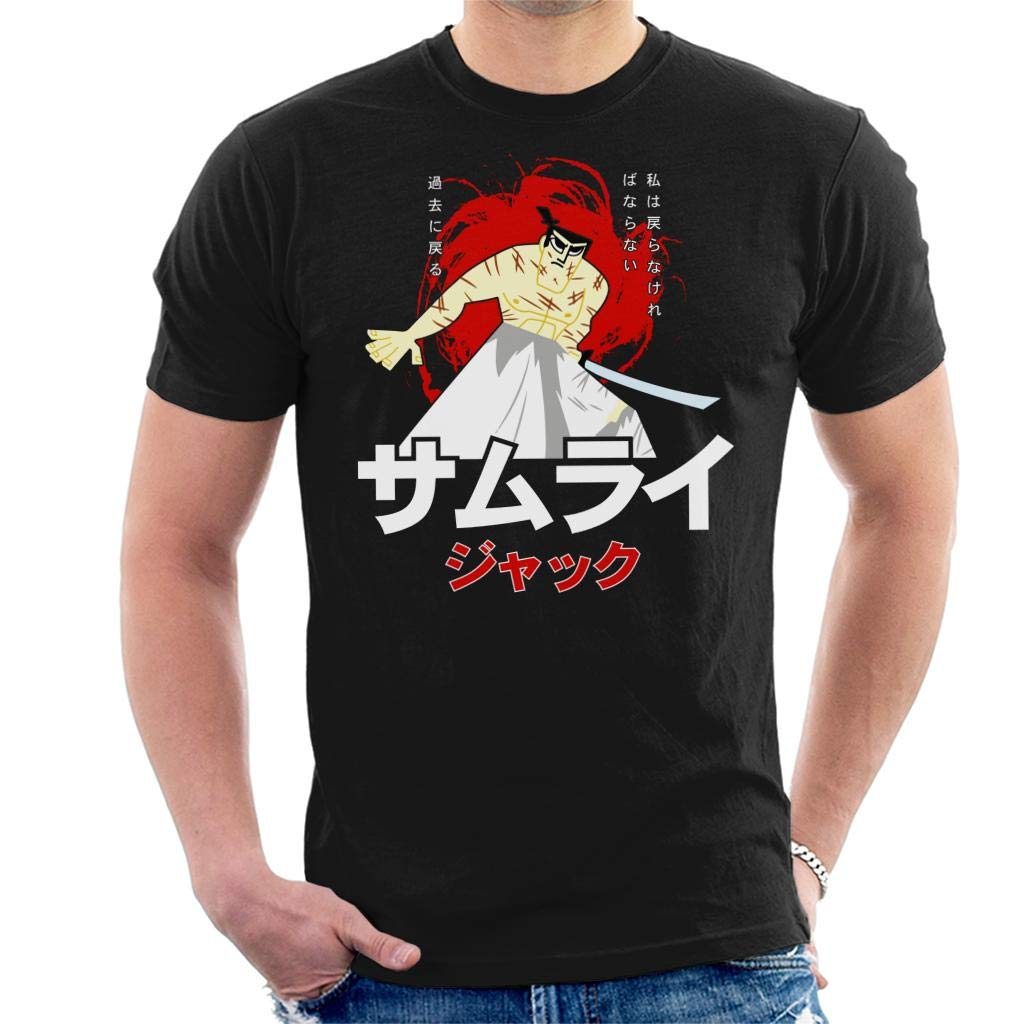 Cloud City 7 Men's Black Samurai Jack Japanese Text T-Shirt