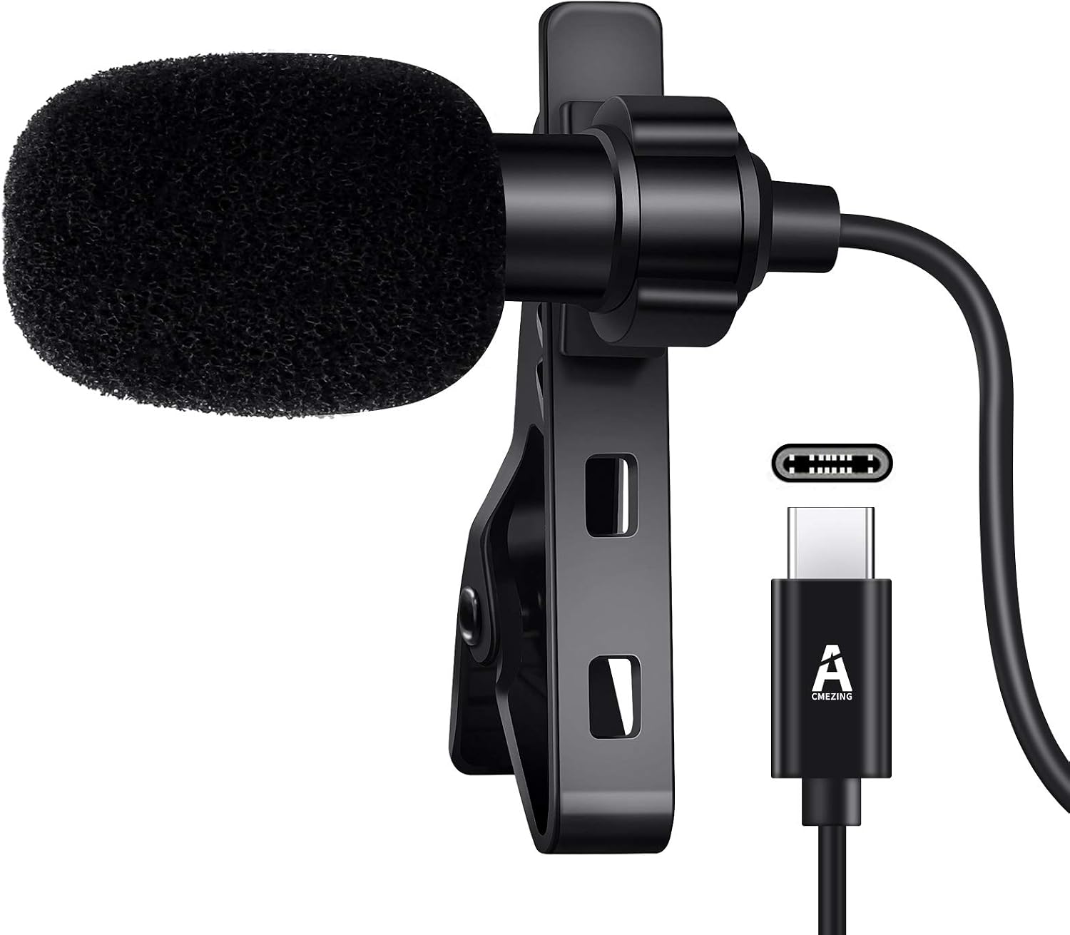USB C Lavalier Lapel Microphone for Android System, Omnidirectional Condenser Type C Microphone Audio Video Recording, Easy Clip on Microphone Compatible with Type C Interface Device for YouTube, etc