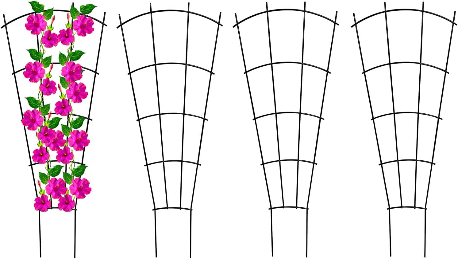 4 Pack 32'' Indoor Plant Trellis for Potted Plants, Metal Garden Trellis for Climbing Plants Outdoor, Black Coated Flower Pot Trellis for Climbing Plants Houseplants Vine Ivy