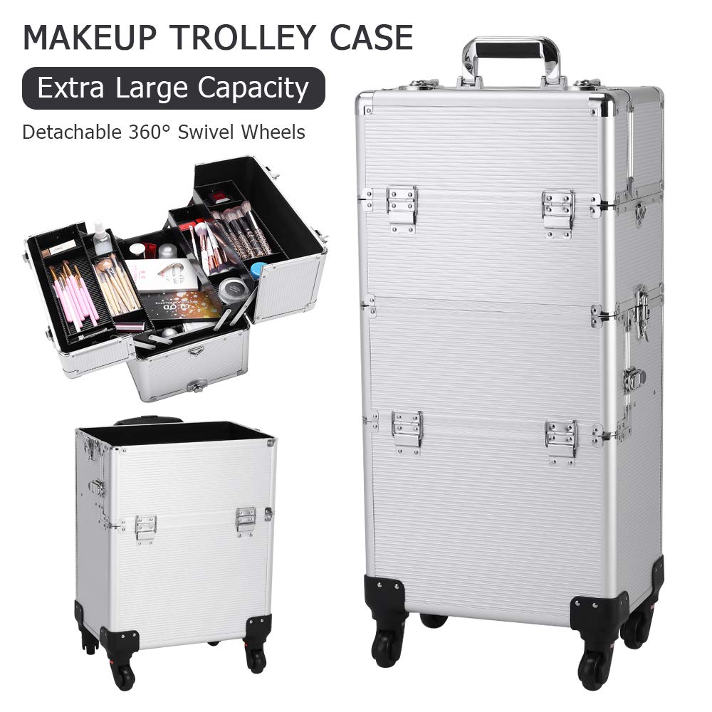 arl home 3-in-1 Rolling Makeup Train Case