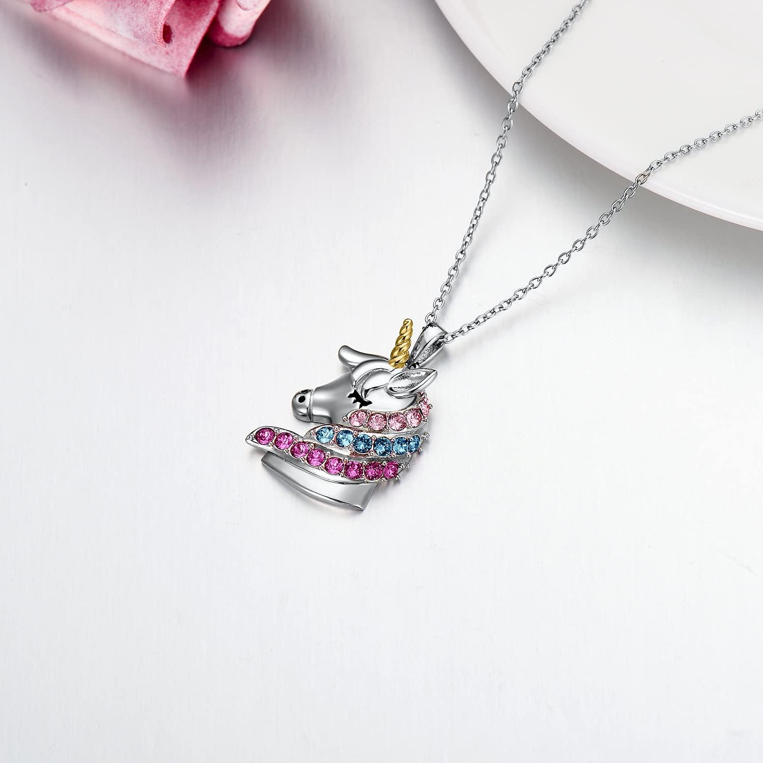 AOBOCO Sterling Silver Unicorn Necklace, Unicorn Jewelry Birthday Gifts for Her Women - Image 3