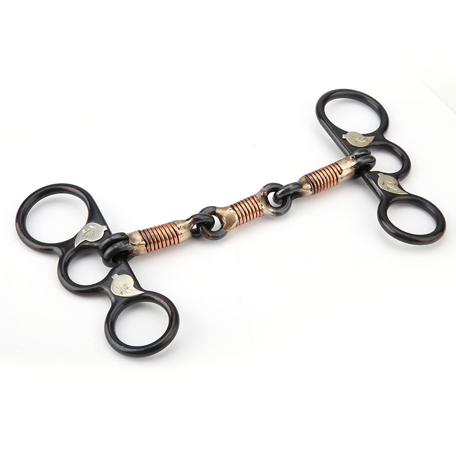 Filetto per Cavallo, morso per bavaglio Ovale da Masticare per Cavallo con Filo di Rame Avvolto in Ferro Nero per addestramento, Accessorio da Corsa per Filetto