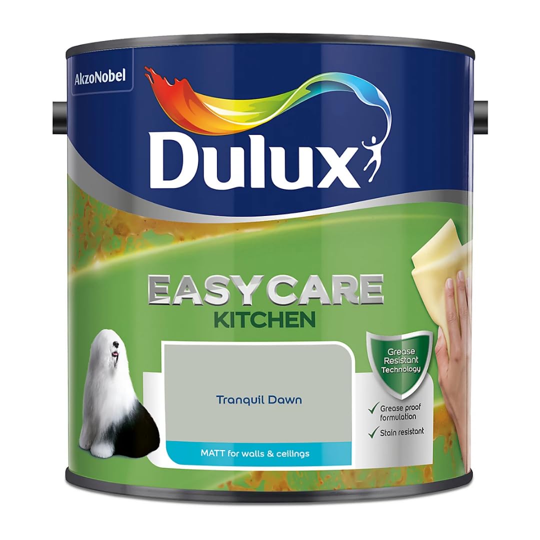 Tranquil Dawn Dulux Easycare Kitchen Matt Emulsion Paint 2.5L – Grease & Stain Resistant, Washable Matt Finish, Durable Interior Paint for Kitchen Walls & Ceilings