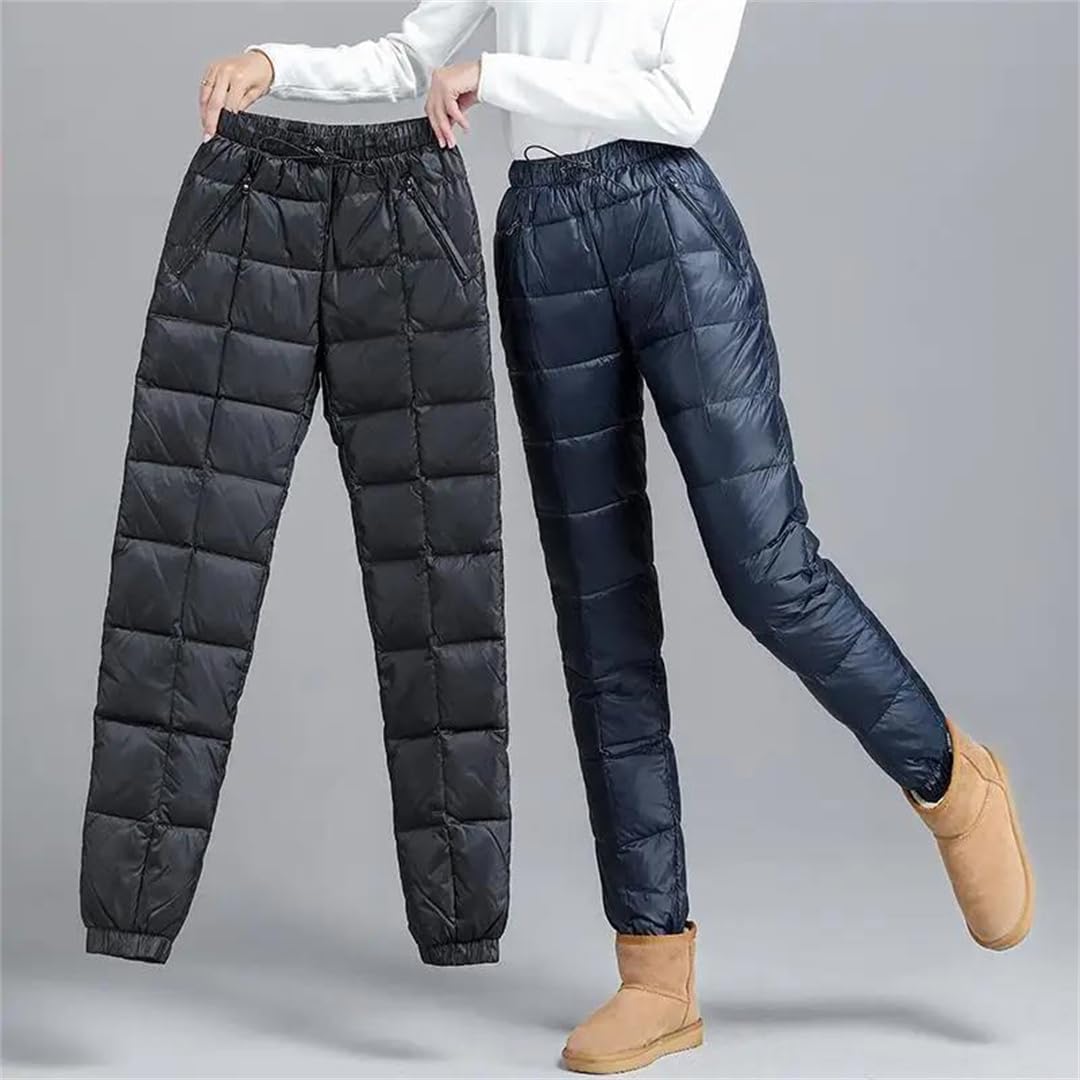 Mkjuuior Women's Snow Cotton Down Pants High Waist Straight Pants Large Size Casual Stretch Down Sports Pants