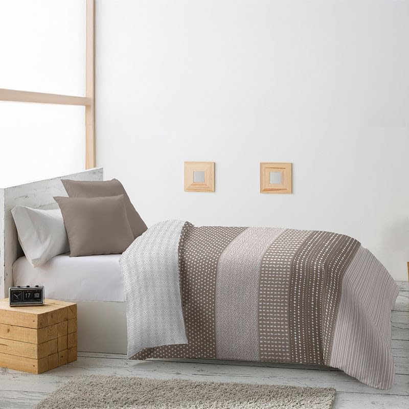 Rufino Díaz Edredón Invierno Reversible 350g Estampado Naray (Marrón 50-150 cm) - Otoño/Invierno - Suave y cálido para tu Descanso
