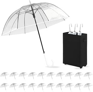 20 Packs Clear Bubble Umbrellas Wedding, 46" Clear Stick Umbrella Bulk,Transparent Umbrella for Wedding Bridal Parties,Storage Bag Included