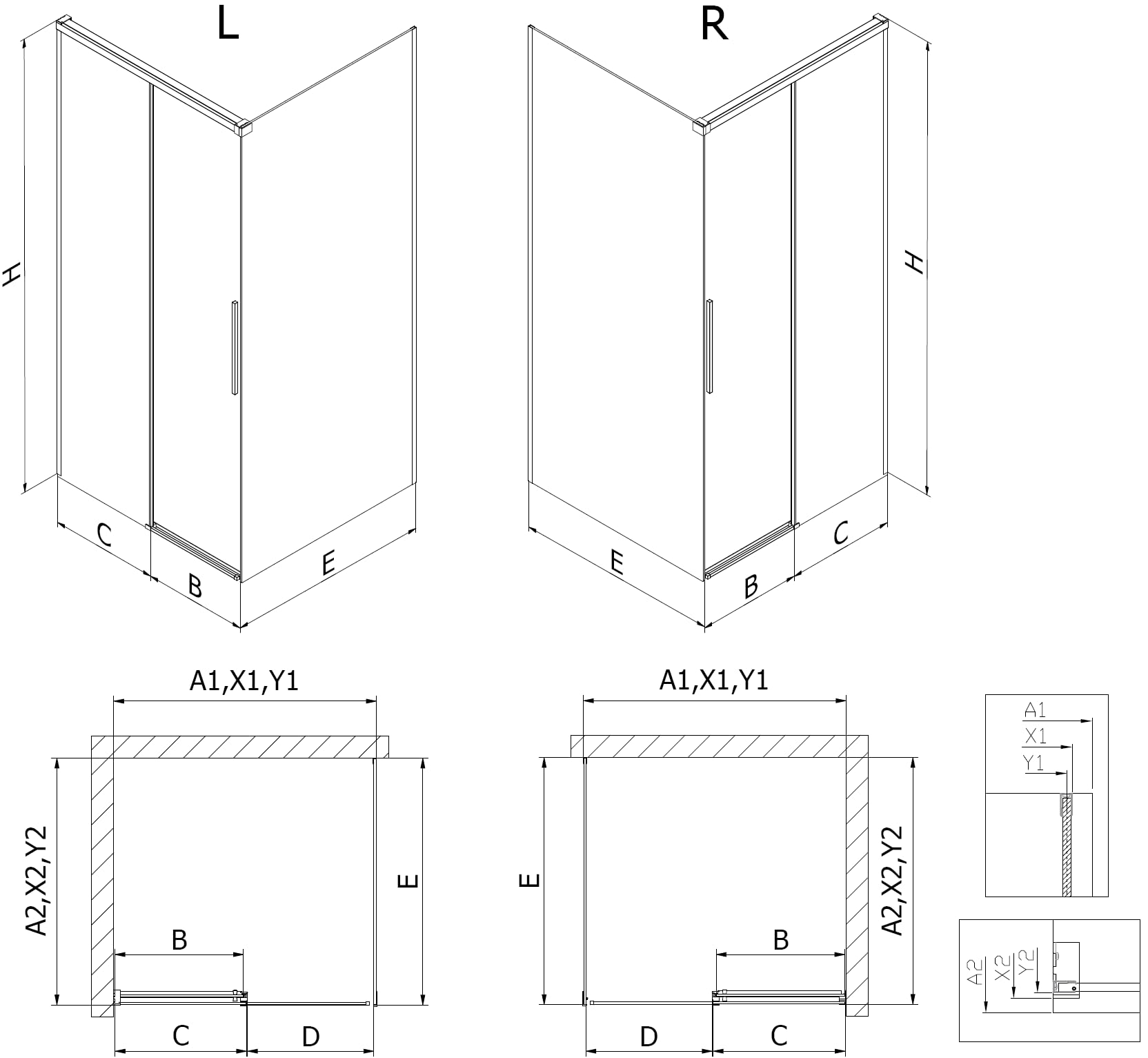 Mexen Rox Doccia Scorrevole 125x120 Trasparente Bianco