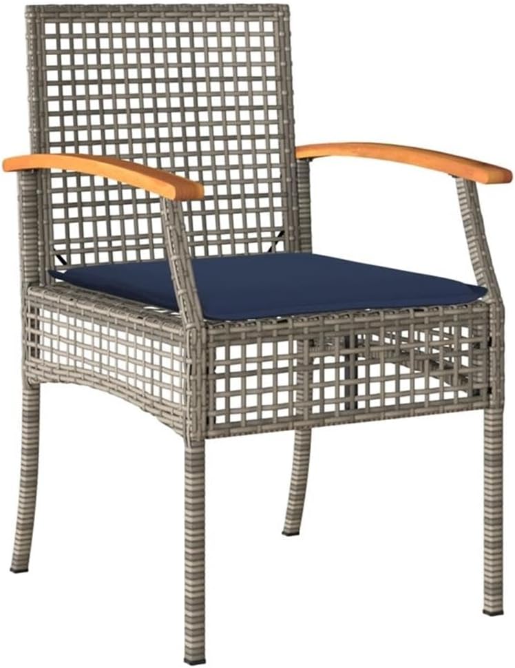BOWERY HILL Contemporary 5 Piece Poly Rattan Patio Dining Set, Powder-Coated Metal Frame, Black Finish, UV-Resistant Cushions, Tempered Glass Tabletop, Outdoor Garden and Terrace Dining Use