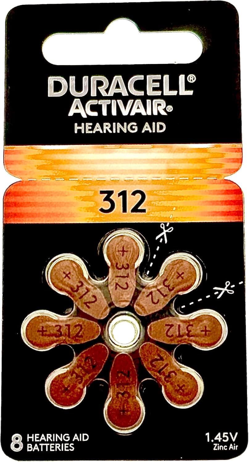 Duracell Activair Hearing Aid Batteries Size 312 (80 Batteries), Brown