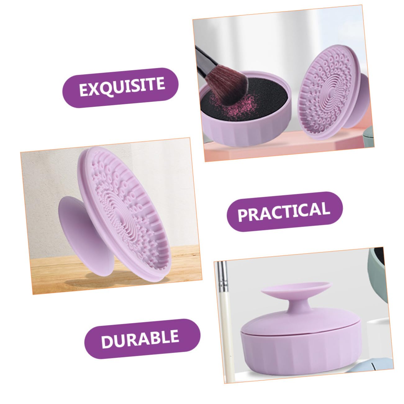 FRCOLOR 5stücke Kosmetik Pinsel Reinigungsbox Aus Silikon Dual-use Reinigungswerkzeug Für Make-up Pinsel Langlebig Für Professionelle Anwendung Und Heimgebrauch Violette Farbe