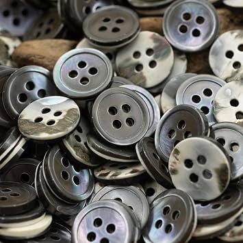 20 Pieces Natural Grey Mother of Pearl Buttons for Shirts Dresses Polo DIY Craft, Real Genuine Smoke Black MOP Buttons for Women Men Shirts Grey, Diameter 11.5MM