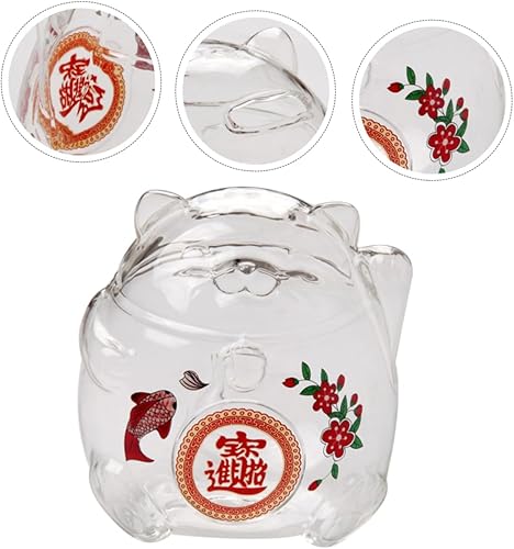 Miniatura 7 de Alcancía transparente para adultos, alcancía de cristal, hucha de cristal, figura de gato de la suerte, caja de cerdito, estatua de gato Maneki,