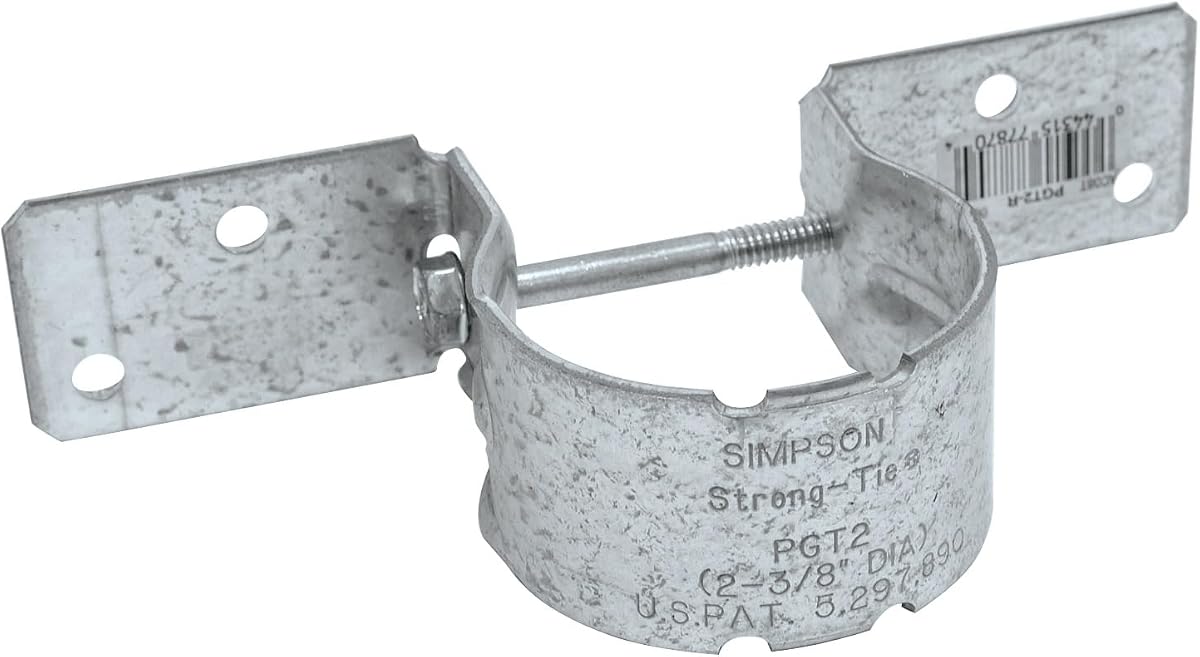 Simpson Strong-Tie PGT2-R Pipe Grip Tie for 2 in. Pipe (2-3/8 in. OD), 12-Gauge G90 Galvanized Steel Fence Rail Connector, 6-1/2 in. Wide, 50-Pack