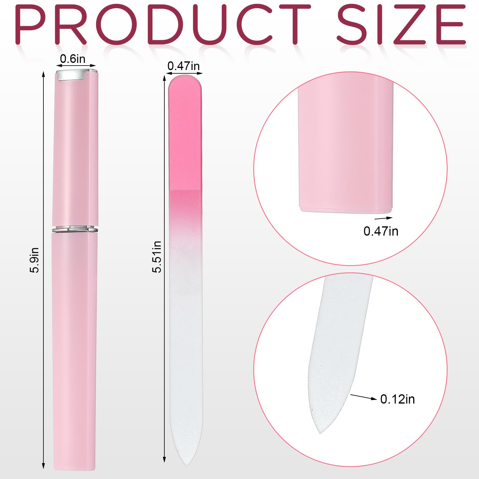 Lasnten 24 Stück Glas-Nagelfeilen mit Etui, Kristall-Nagelfeile für natürliche Nägel, Maniküre, doppelseitig, geätzte Fingernagelfeilen für Frauen und Mädchen, professionelles Nagelpflegewerkzeug, 12