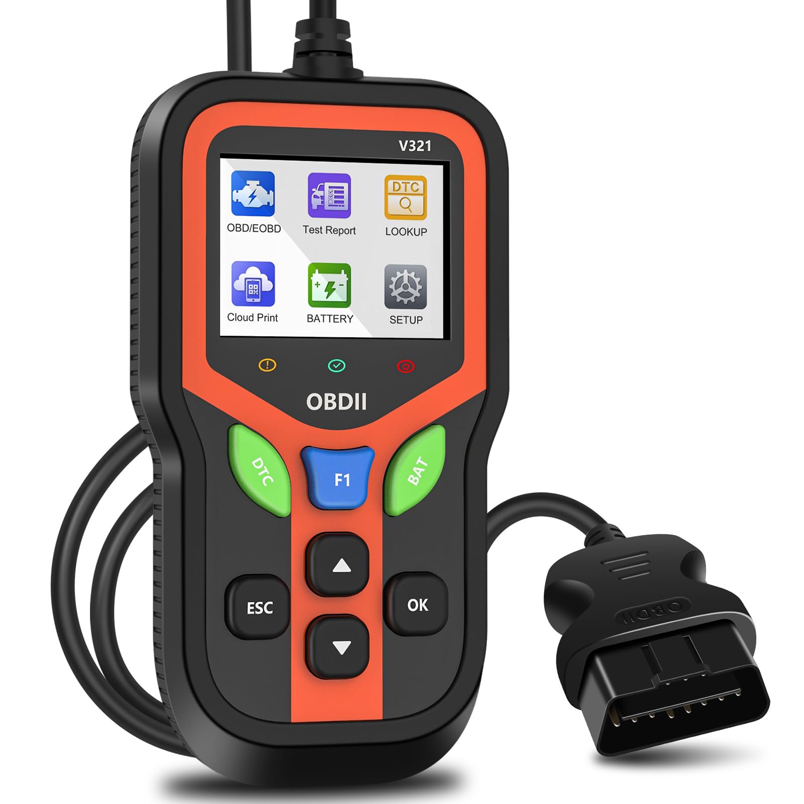 OBD2 Diagnosegerät Auto, OBD Fehlerauslesegerät mit Vollständigen OBDII Funktionen – Codeleser für Motorfehler, Spannung & I/M – KFZ Auslesegerät Deutsch für BMW VW Mercedes Audi Alle OBDII Fahrzeugen