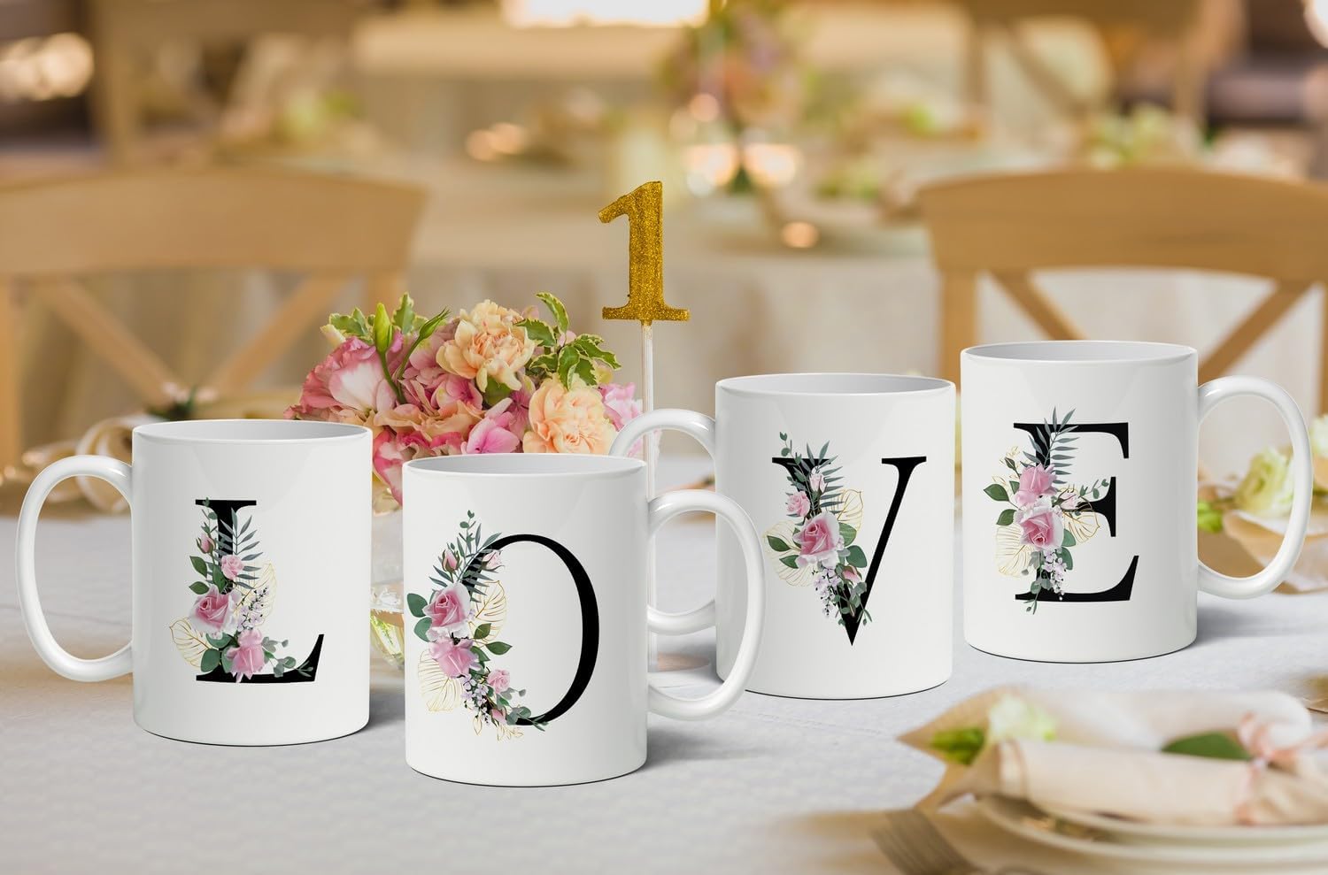 Retreez Initial A-Z Floral Botanical Bouquet Alphabet Monogrammed Monogram Mug 11 Oz Ceramic Tea Coffee Mugs - Appreciation Thank You Wedding Birthday Gifts for her friend coworker sister - J Initial - Image 6