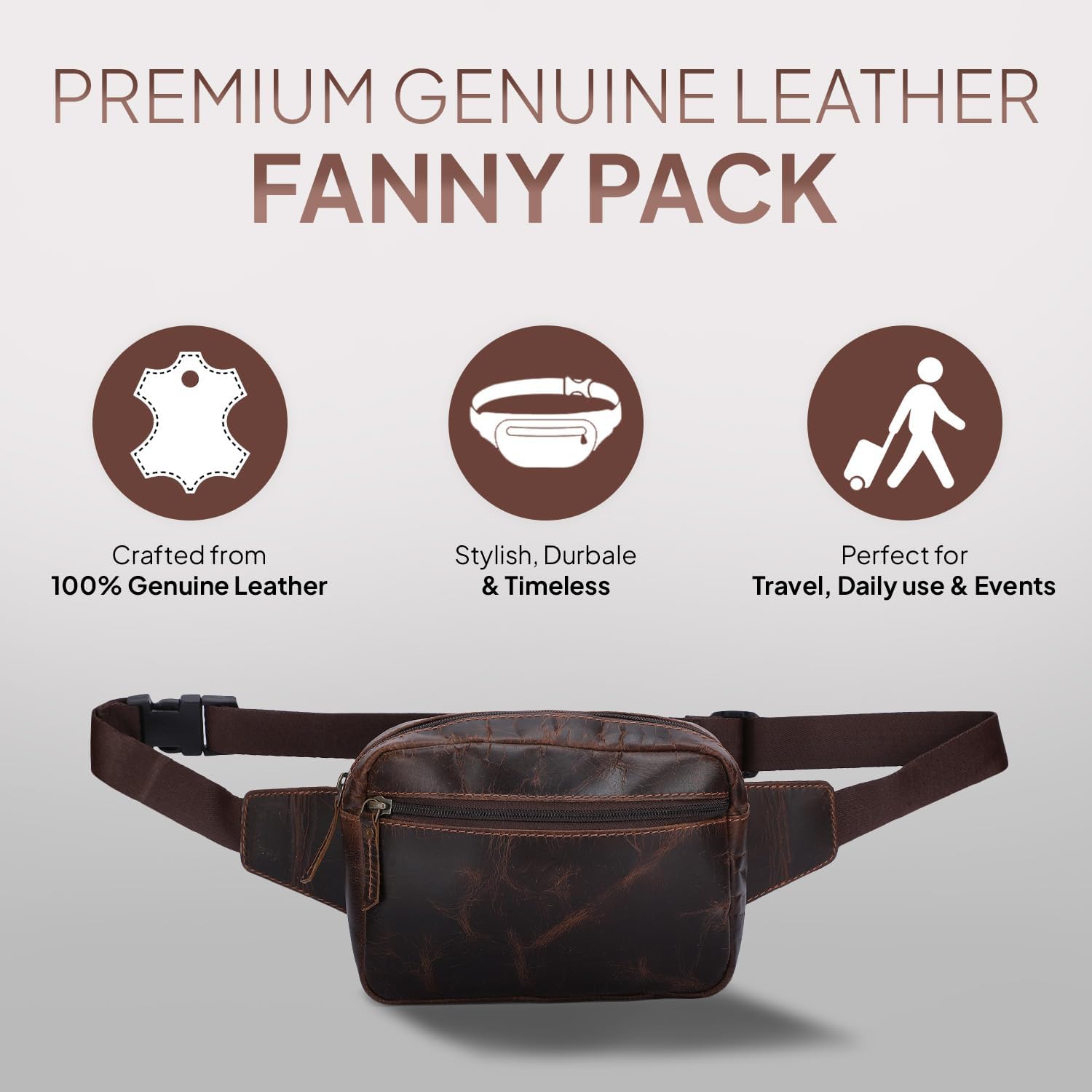 Leather Fanny Pack Crossbody Bag (8x5x3) - Multi-Pocket Waist Bag with Adjustable Strap for Travel & Daily Use - Image 2