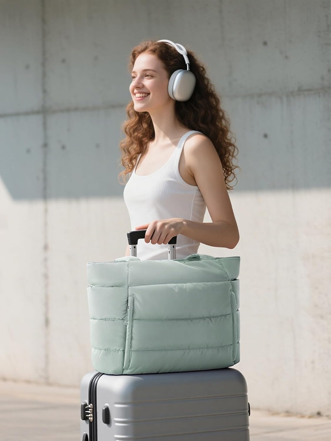 Puffer Tote Bag for Women, Lightweight Puffy Work Handbag Teacher Nurse Quilted Shoulder Bag for School Travel Gym | Cloud Bag w/ Zipper, Daily College Bags, 15.6" Computer Bag, Clinical Nursing Bag, 40 OZ Tumbler Holder, Ideal Gift for Women - Image 2