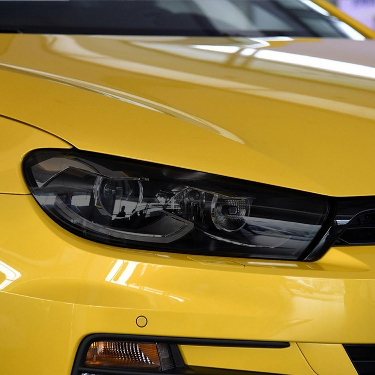 JCAKES 2 Pcs Car Headlight Protective Film Restoration Transparent Black TPU Sticker， for Volkswagen VW Scirocco 2008-2017 Accessories