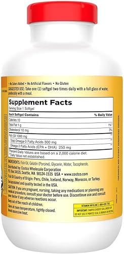 Miniatura 3 de Aceite de pescado Signature 1000 mg., 1000 mg de aceite de pescado  250 mg de EPA + DHA Omega-3, por porción, 400 cápsulas blandas