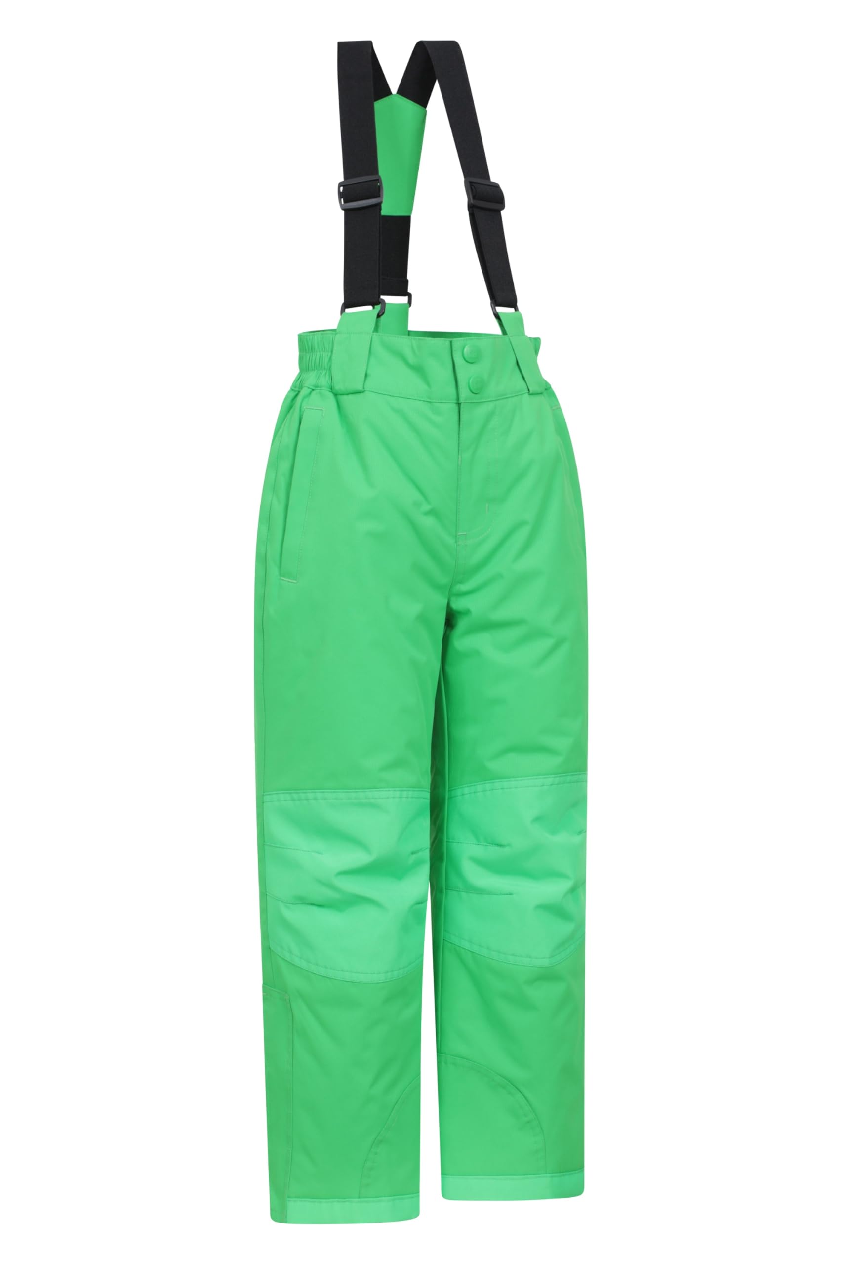Mountain Warehouse Pantalón de esquí Raptor para niños - Rodillas reforzadas, 2 Bolsillos, pantalón Impermeable a la Nieve, Cremallera en el Tobillo y Tirantes Desmontables, Invierno Verde 13 Años