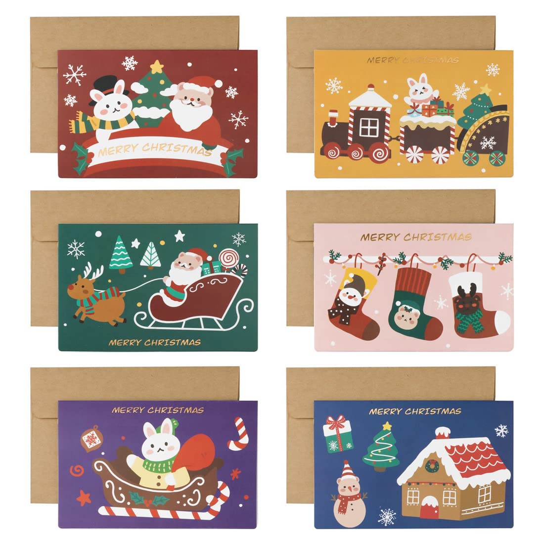 Amazon | クリスマスカード 12枚セット メッセージカード