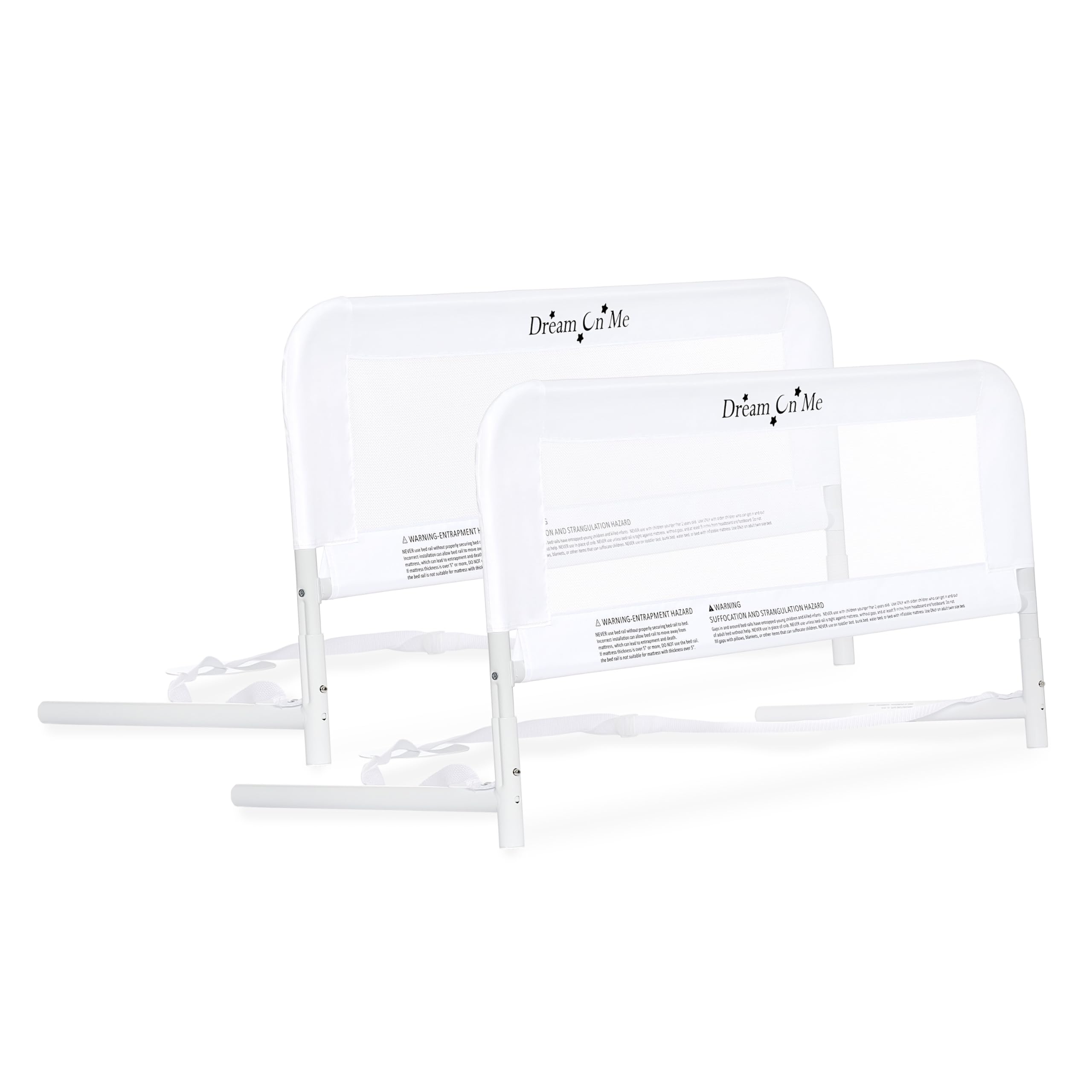 Dream On Me Lightweight Mesh Security Adjustable Bed Rail Double Pack with Breathable Mesh Fabric in White, 2 Count (Pack of 1)
