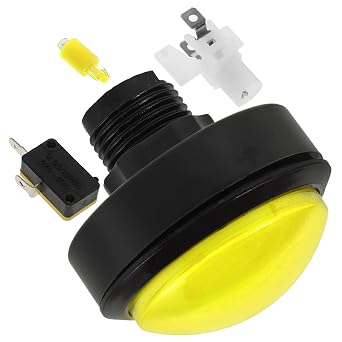 Game Machine LED Illuminated Push Button Switch 63mm Yellow Convex with Micro Switch for Arcade and Vending Machines