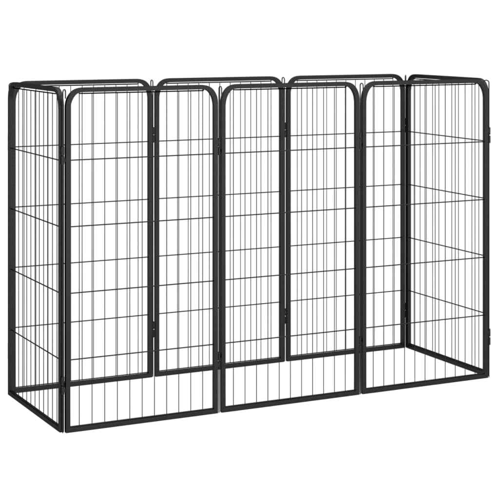 CHARMMA Dog Playpen Black Powder-Coated Steel,Dog Kennels & Runs-3115958