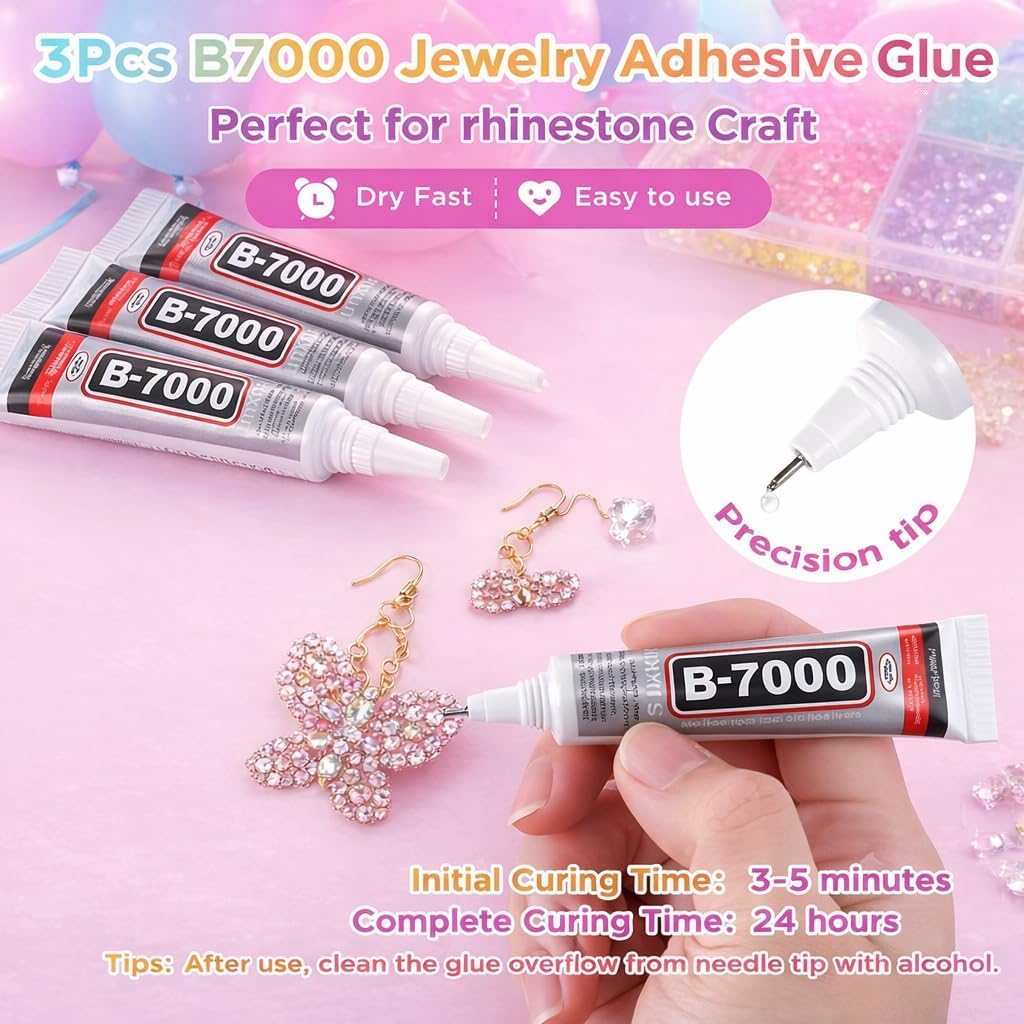 Bedazzling Kit, 32000Pcs Colorful DIY Resin Rhinestone Bedazzle Kit for Bedazzling, 3mm Resin Jelly Rhinestones Flatback Gems with B7000 Glue for Diamond Art, Nails, Crafts, Clothing, Tumblers - 4