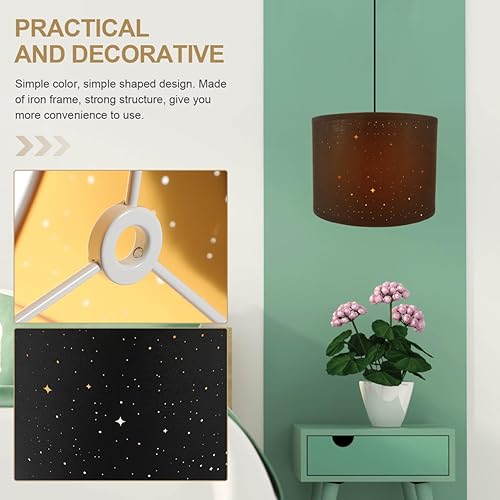 Miniatura 7 de BESTOYARD Pantalla de lámpara de estrella de 13 x 10 pulgadas, pantalla de tambor, proceso de grabado negro, pantallas de lámpara funky para