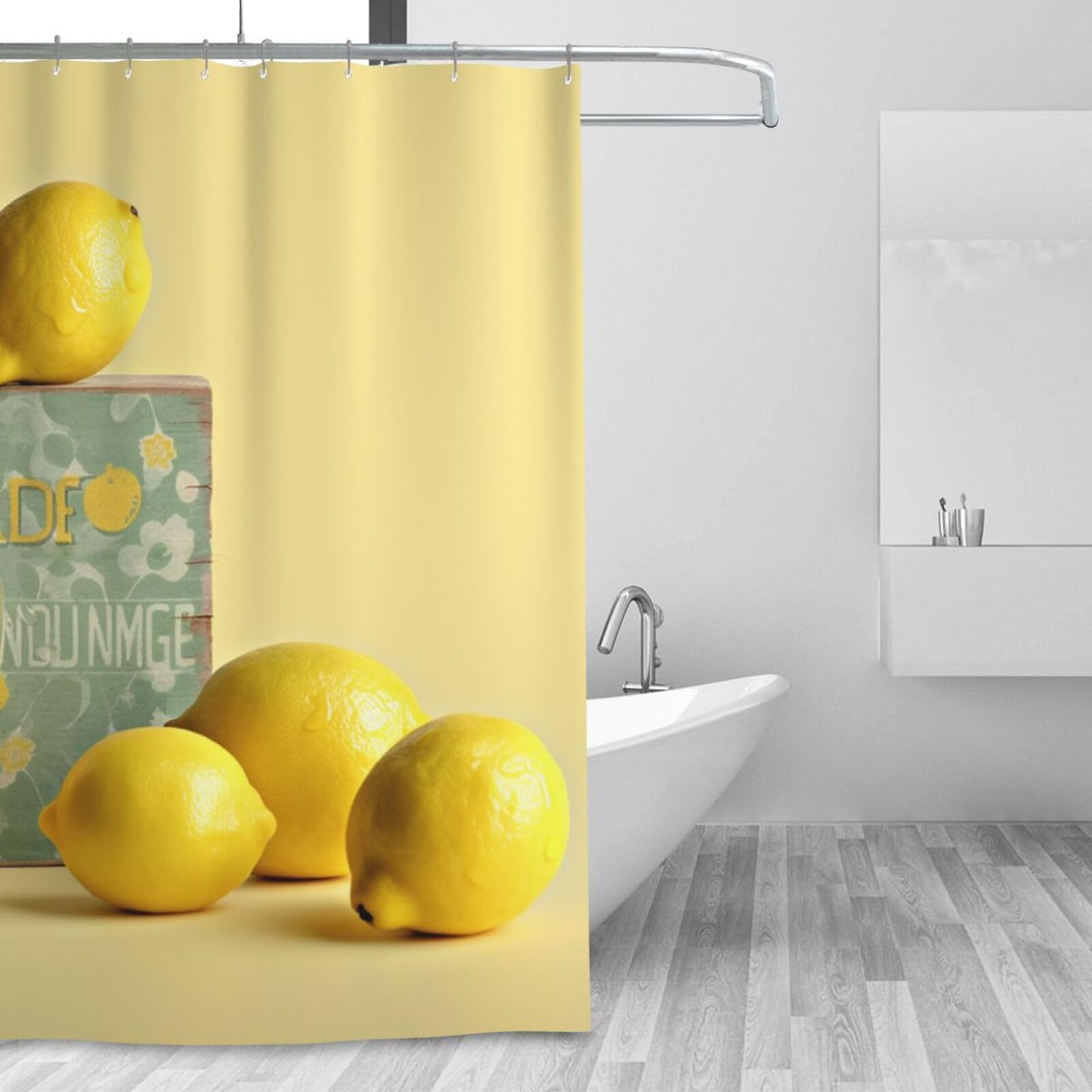Rideau de douche lavable d'hiver anti-moisissure et étanche jaune citron