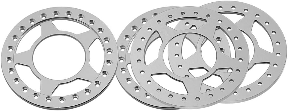 4pcs Aluminum RC Beadlock Wheel Rim Replacement Ring for 1/10 RC Crawler Car 2.2" Wheels/Rims Upgraded Metal 61mm 2.2Inch Beadlock Wheel Outer Ring (Silver)