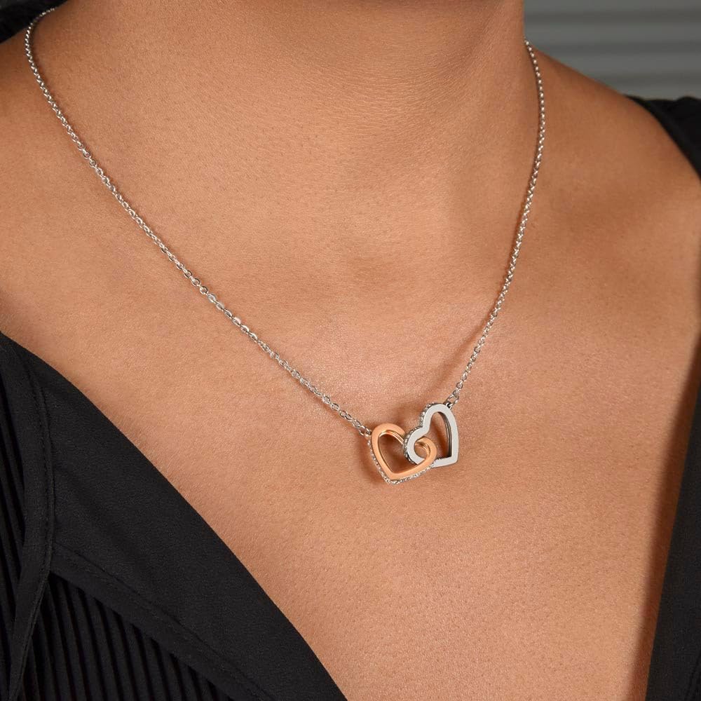 An meine Tochter Vergiss nie Doppelherz Karabiner Halskette mit personalisierter Karte und Geschenk- Box Kette mit Zirkonia zum Geburtstag Weihnachten