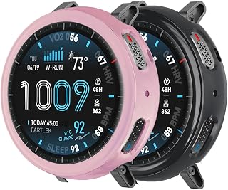 Case for Amazfit Active Max Smart Watch,UYRUREL Premium Flexible TPU Full-Body Protective Cover, Shockproof Anti-Fall Scratch-Resistant Shell for Daily Wear & Sports,2 Pack,Pink+Black