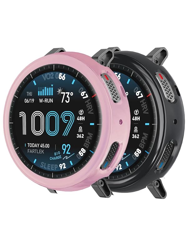 Case for Amazfit Active Max Smart Watch,UYRUREL Premium Flexible TPU Full-Body Protective Cover, Shockproof Anti-Fall Scratch-Resistant Shell for Daily Wear & Sports,2 Pack,Pink+Black by UYRUREL - Used condition - US$8.41