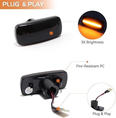 Miniatura 4 de Lente ahumada secuencial LED ámbar marcador lateral Fender luces de señal de giro para Jeep Chrysler Dodge Lancia, reemplazar OEM 04806224AA