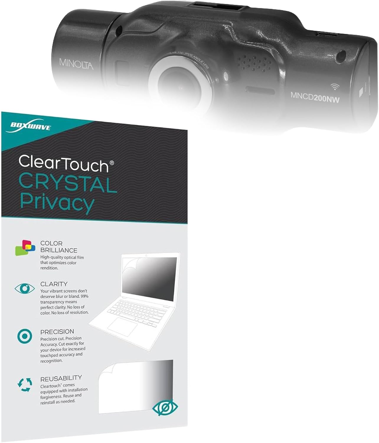 BoxWave Screen Protector Compatible With Minolta MNCD200NW - ClearTouch Crystal Privacy (2-Pack), Privacy Screen Protector Flexible Film Clear