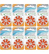 Powermax Size 13 Hearing Aid Batteries, Orange Tab, 64 Count