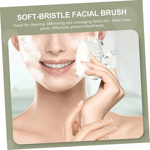 Miniatura 6 de Hemoton Cepillo de limpieza para limpiar poros, cepillo facial portátil, cepillo de limpieza de la piel, exfoliante blanco multifunción para rotar