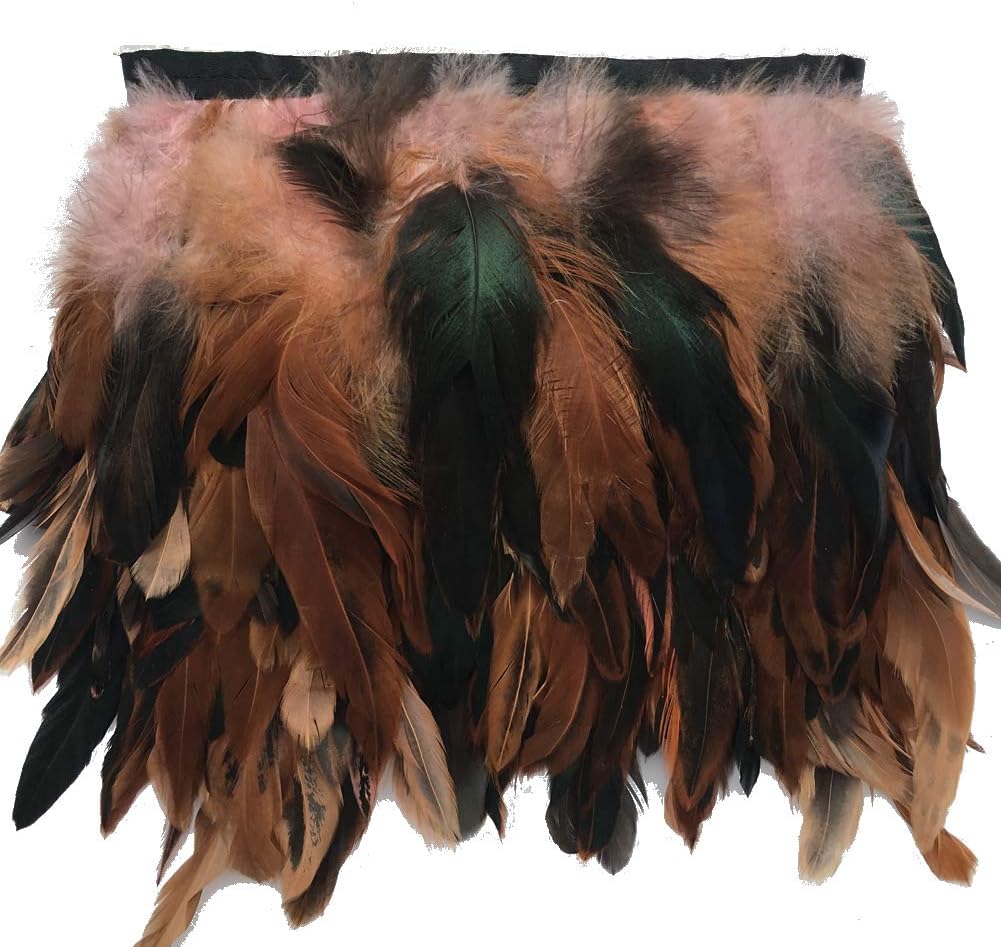 Sowder Rooster Hackle Feather Fringe Trim 5-7" in Width Pack of 5 Yards (Natural)
