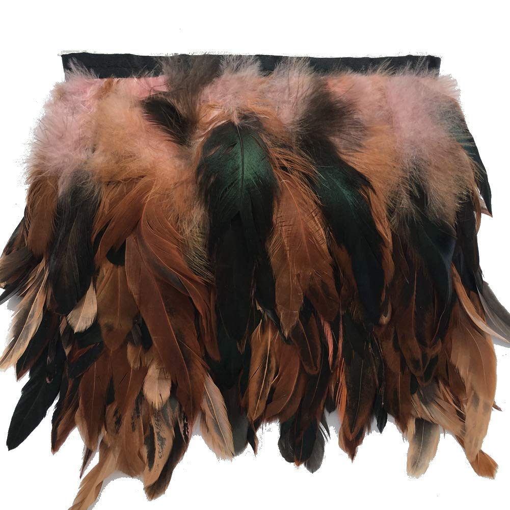 Sowder Rooster Hackle Feather Fringe Trim 5-7" in Width Pack of 5 Yards (Pink)