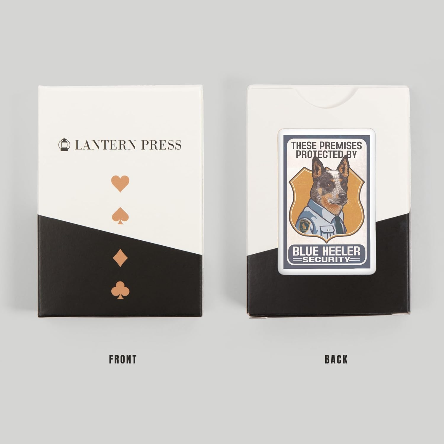 Lantern Press Blue Heeler Security, Dog Sign, 52 Playing Cards for Adults, Poker Size Card Deck