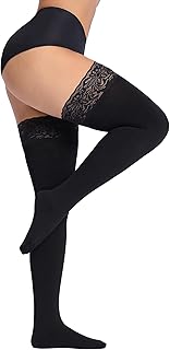 Fleece Lined Thigh High Stockings, Stay Up Opaque Winter Thermal Tights for Women Multiple Colors