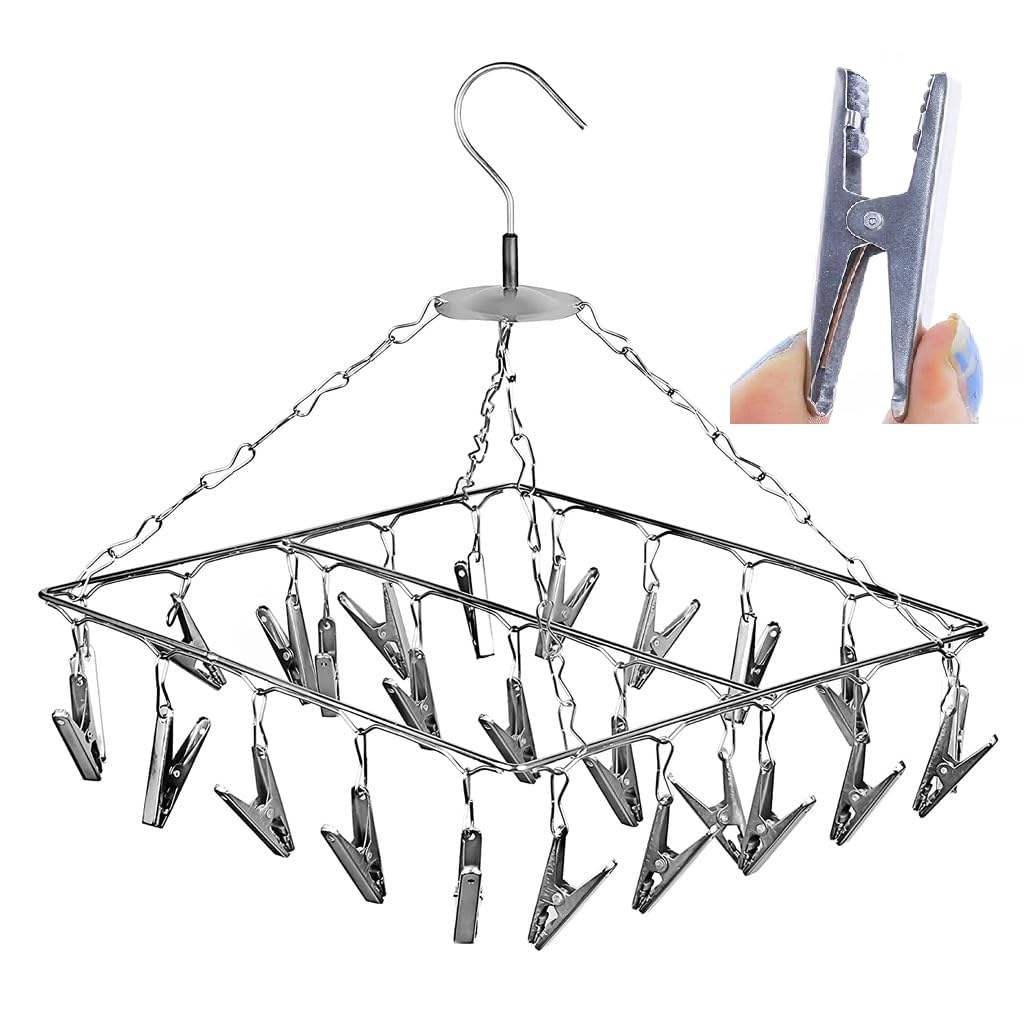Premium Stainless Steel Hanging Clips for Drying Clothes, Heavy Quality Rust Free Pegs, for Hanging Clothes, Baby Cloth Hanger (Square Baby Cloth Hanger)